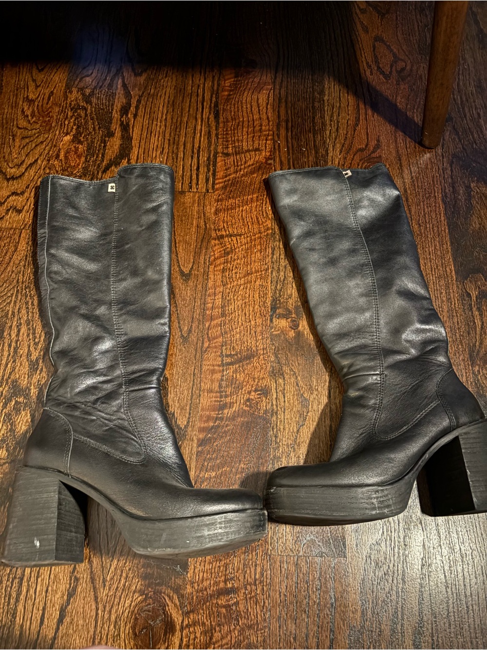 Vintage 90s Lucky Brand Black Leather Go-Go Boots